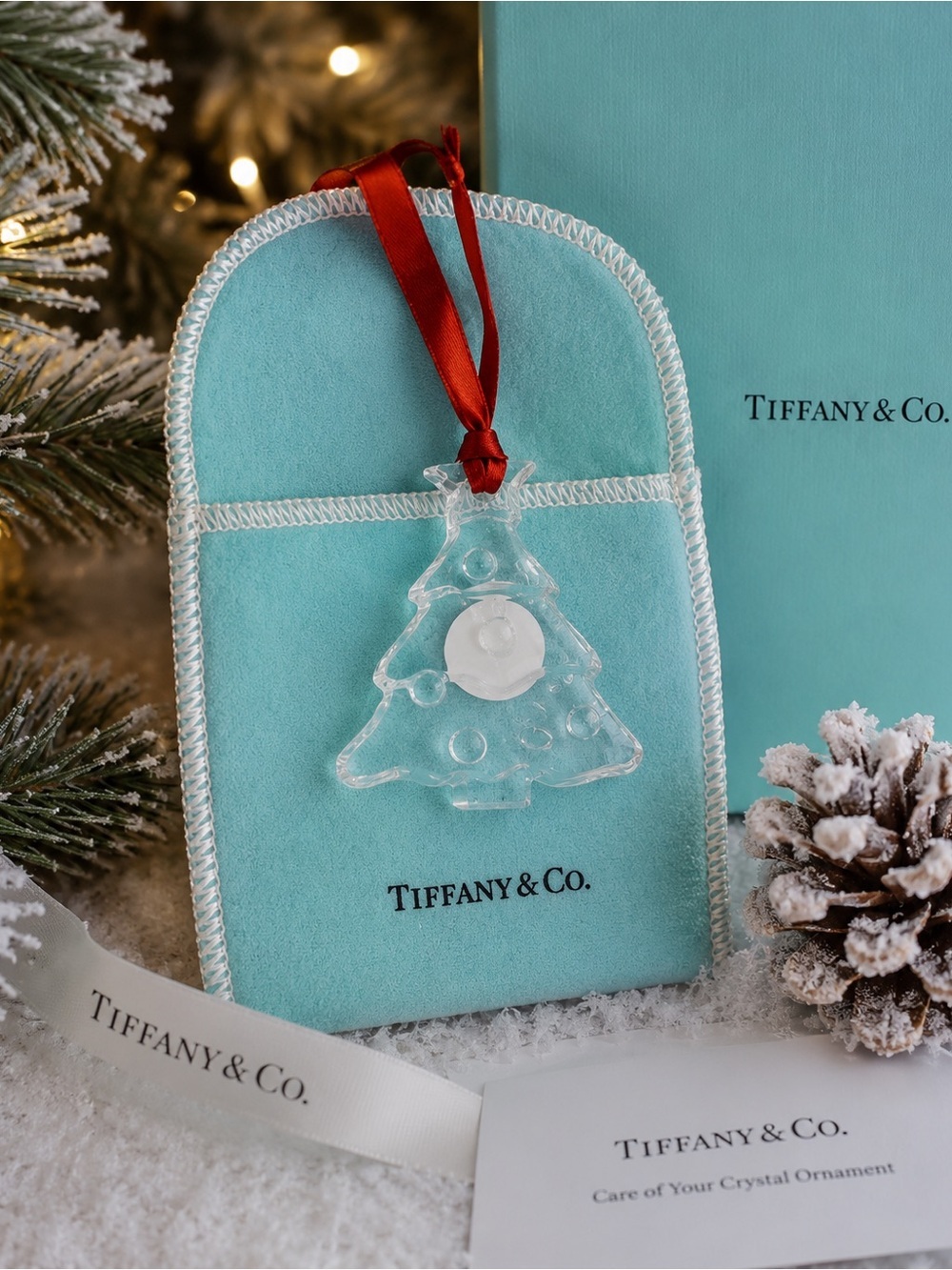 Vintage Tiffany & Co. Crystal Christmas Tree Ornament 2” Made in Germany